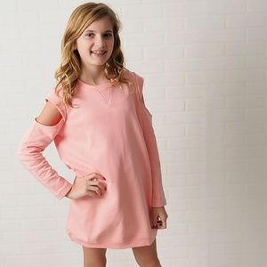 Long Sleeve Sweatshirt Dress W/Cut Outs